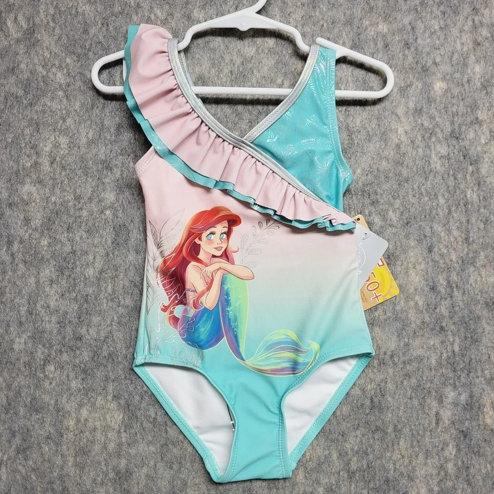 Disney Swimsuit Girls 3 Ariel The Little Mermaid Colorful UPF 50+ Sleeveless